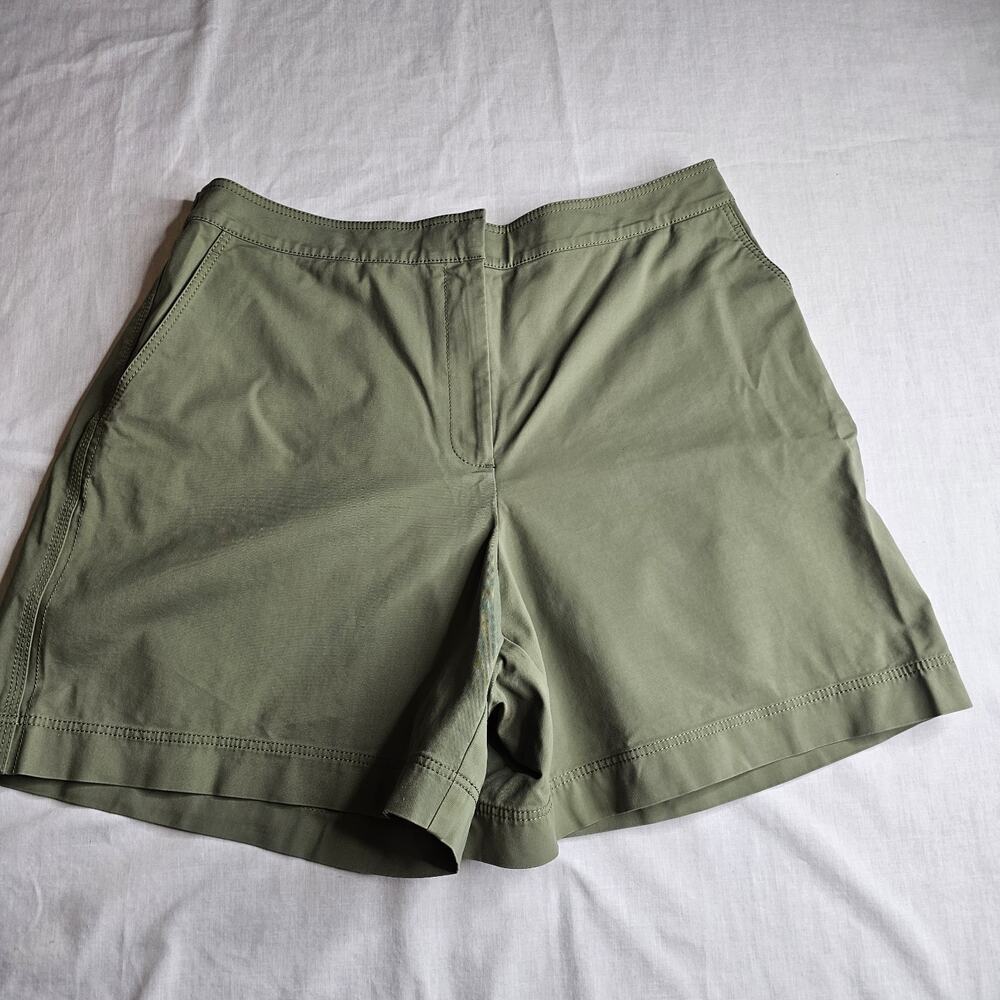 Lafayette 148 New York Cotton Blend Shorts Green Sz L Bermuda Trendy Festival